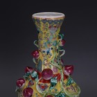 12 5  China Famille Rose Porcelain Basso-relievo Peach Ten Thousand Flower Vase