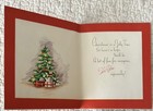 Unused Christmas Santa Face Inside Wreath Vintage Greeting Card 1940s 1950s