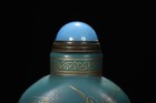 Chinese Old Beijing Glaze Carved Exquisite Gilded Flower Bird Snuff Bottle Art
