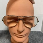 Vintage Safilo Eyeglasses Mens Gold Aviator Metal Frame Clear Lens 70s