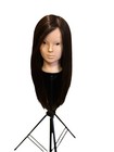 New 24    Human Hair Mannequin Training Head Dark Brown With Clamp Cosmetology