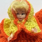 Vintage Crochet Doll Dress Toilet Paper Roll Cover Orange Yellow Retro Handmade