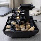 Tier Led Indoor Tabletop Fountain Water Waterfall Desk Decor River Rocks Zen