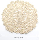 Hand Crochet Lace Doilies  7 Inch  Beige  4 Pcs   Handmade  Vintage Round Lace 