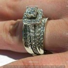 2 Ct Princess Cut Moissanite Engagement Bridal Ring Set Band 925 Sterling Silver