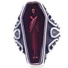Gothic Red Enamel Vampire Coffin Ring Stainless Steel Vintage Biker Punk Ring