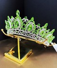 Silver Crown  Emerald Tiara  Princess Tiara  Wedding Headband  Bridal Tiara