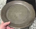 Lot Of 2 Antique Tin Toleware Items  Shaped Tray And Plate  C  19th Century