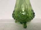 L E Smith Glass Vase Hobnil Three Toe Green Swung Vase 15 Inches