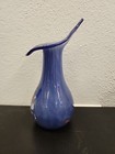 2 Jack In The Pulpit Vases Vintage Glass Cobalt Blue Hand Made In Romania