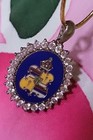 Hawaii Royal Blue Enamel Crest Coat Of Arms Pendant  Silver 