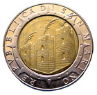 San Marino 1992 500 Lire  Discovery Of America 500th Anniversary Bi-metallic Unc