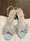 I miller Metallic Silver Rhinestone Strappy Low Wedge Sandals     8 5