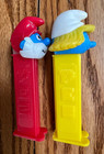 Pez Retired Smurfette 4 9 Yellow Stem   Papa Smurf 4 9 Red Stem