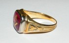14k Masonic Mason s Ring  -red Stone With Gold  - Size 9 5 - 8 6 Grams