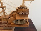 Vtg 1966 Handmade Wooden Model Ship Tall Sailing Boat Folk Art Inscribed Dated