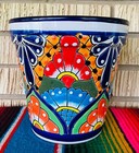 Lg  Mexican Talavera Folk Art Pottery Flower Pot Planter Ceramic  1