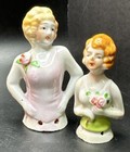2 Vintage Porcelain Half Lady Figurine For Pin Cushions Or Doll Making Japan