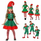 Adult Kid Halloween Xmas Elf Costume Party Santa Helper Party Fancy Dress Outfit