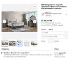New Sleigh Queen King 5pc Upholstered Bedroom Set Walnut Gray Brown Bed d m n c