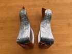 New Engraved Aluminum Western Show Saddle Bell Stirrups W Leather Treads