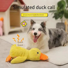 1pc Yellow Duck Pet Dog Plush Toy With Hug Duck Interactive Squeaky Comfort Toy