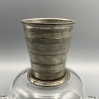 Antique Victorian Collapsible Nesting Travel Cup Leather Case Silver-toned Metal