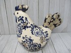Rooster Figurine Farmhouse Decor Paisley Blue Cream Distressed Shabby Chic