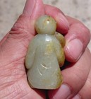       19th Century White Nephrite Jade Carving  Monkey Deity Holding A Lotus