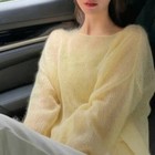 Womens Loose Fashion Hollow Out Long Sleeves Baggy Knitted Jumpers Sweater Tops