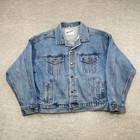 Vtg Winston Jacket Adult L Embossed Denim Jean Distressed Rodeo American Born