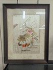 2 Vintage Oriental Needlework Framed Art Pictures  16  X 21  Water Fowl