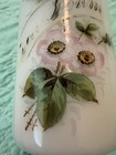 Antique Bristol Glass Barber Bottle Folk Art Painted Roses Bay Rum Vanity Decor