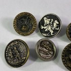 Lot Of 30 Vintage Antique Brass Picture Buttons Various Styles