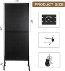 Mobile Black Metal Pegboard Display With 30 Hooks - 2x5 5 Feet