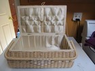 Vintage Extra Large Light Pink Wicker Sewing Box Basket 15    10    6    Made In Japan