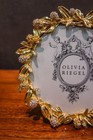 Olivia Riegel Crystal  gold Cornelia 4 5  Round Photo Frame New In Box