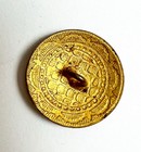 Antique French Enamel Button Teal W Gold Lattice Design Vintage Estate Border