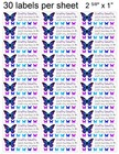 30 Butterfly Address Labels Personalized Return Mailing Stickers