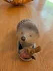 Zsolnay Hungary Rare Hedgehog Figurine With Branch  Mint  Porcelain Hand Painted