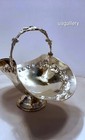 Antique  800 Silver Footed Basket With Handles Hammered Floral Decor