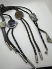 Vintage Bolo Tie Lot 4 Stone Western Southwest Agate Abalone Style Mens Womens