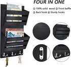 Unistyle Rustic Mail Organizer Wall Mount With 4 Key Hooks mail Holder Black 