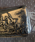 Vintage Silver Plated James Dixon   Sons Snuff Box England Hunting Scene 2 75  