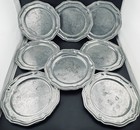Vintage Set Of 8 Crown-castle Ltd  6  Pewter Silver Plate Set Usa