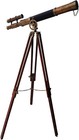 Maritime Brass Antique Double Barrel Designer Telescope With Wooden Tripod Floor