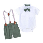 Baby Boys Kids Gentleman Outfits Shirt Blazer Long Suspender Shorts  Set