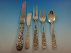 Rose By Stieff Sterling Silver Flatware Set For 8 Service 47 Pieces Repousse