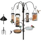 Squirrel Proof Bird Feeder Station Metal Baffle Hooks Suet Tube Water Bowl New
