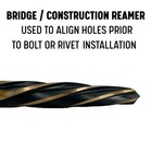 Drill America 5 8 Bridge construction Reamer 1 2 Shank Black And Gold Finish